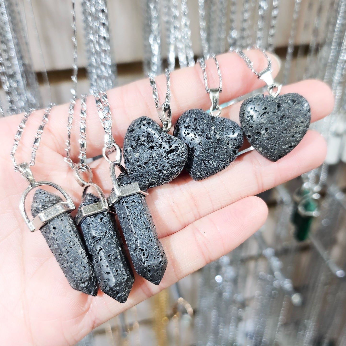 Lava Stone Crystal Necklace