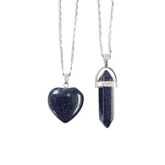 Purple Goldstone Crystal Necklace