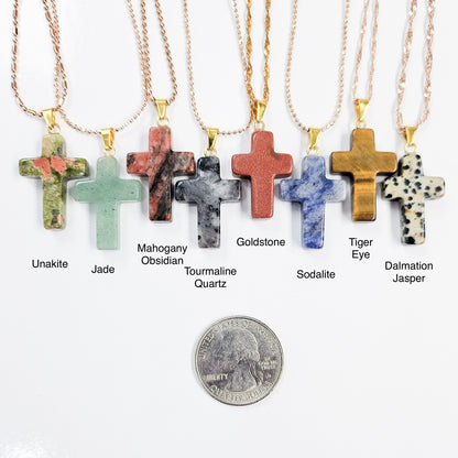 Crystal Cross Necklace in Gold-plated