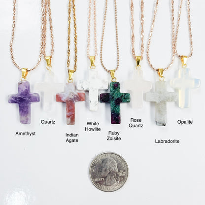 Crystal Cross Necklace in Gold-plated