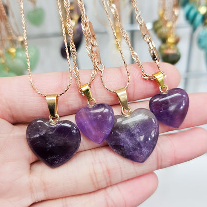 Amethyst Crystal Necklace in Gold-plated