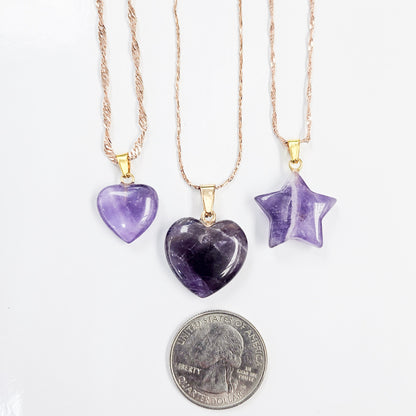 Amethyst Crystal Necklace in Gold-plated