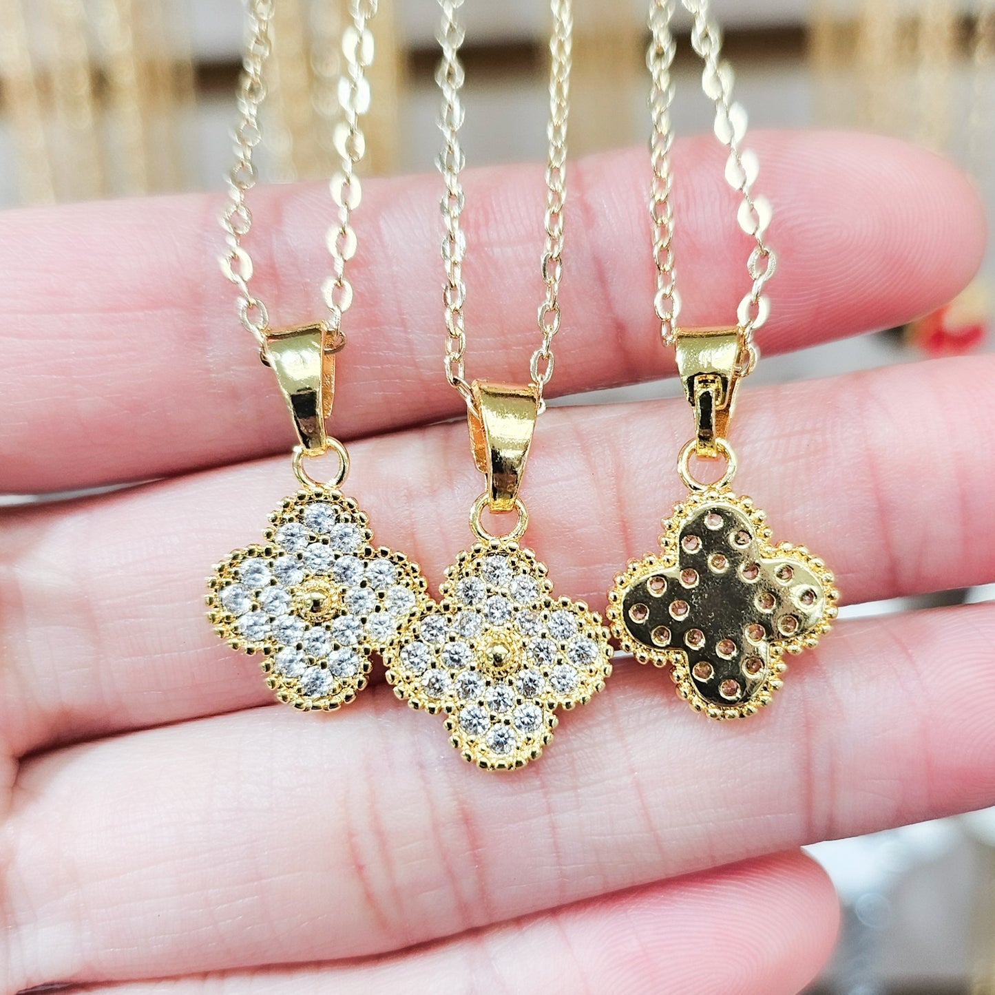 Brilliant Petite Gold-plated Clover Necklace