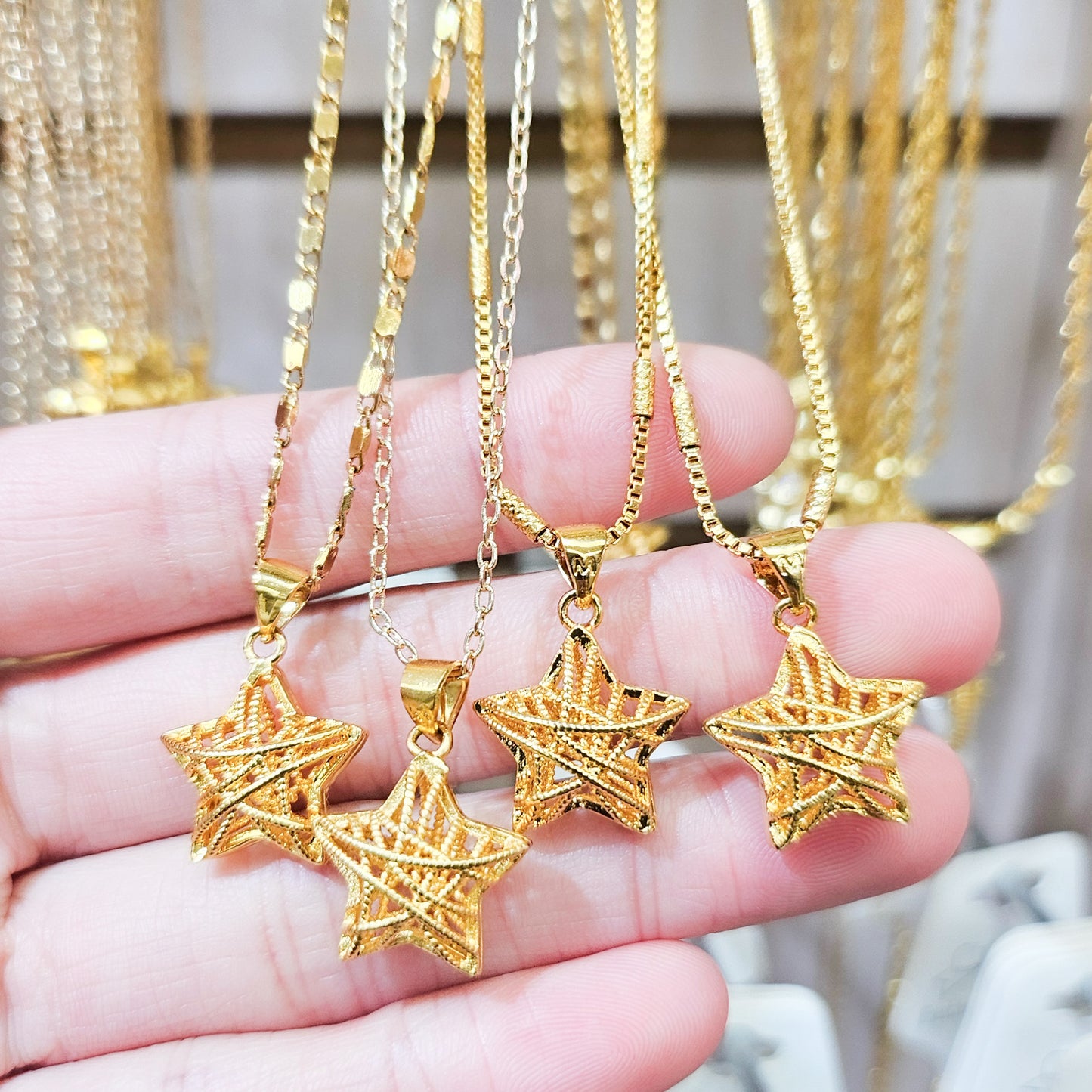 Puffy Star Gold Necklace