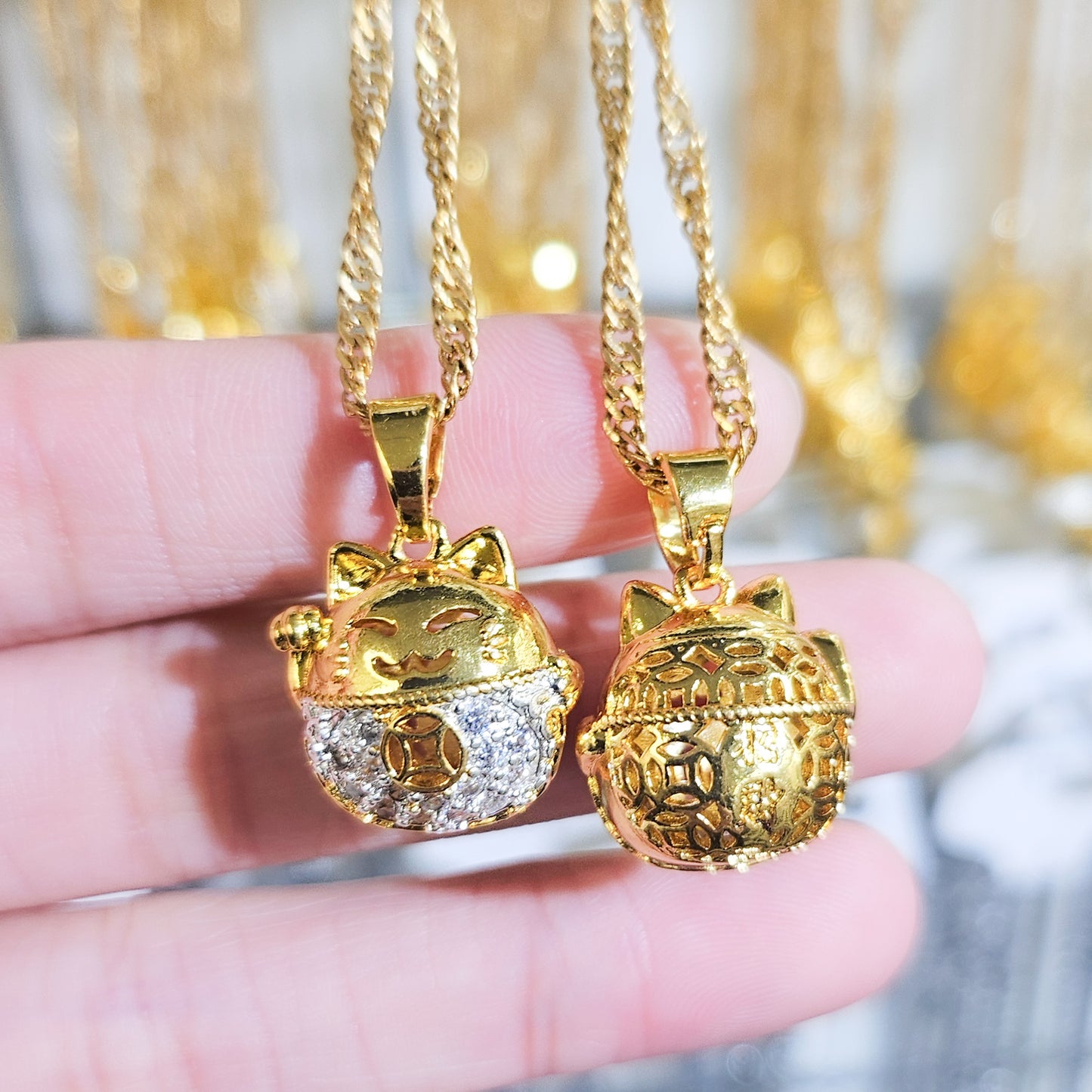 Lucky Cat Gold-plated Necklace