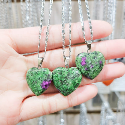 Ruby Zoisite Heart Necklace