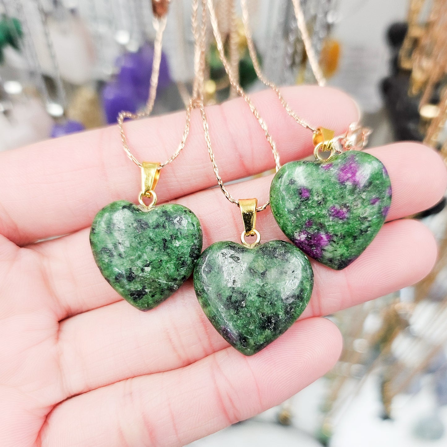 Ruby Zoisite Heart Necklace