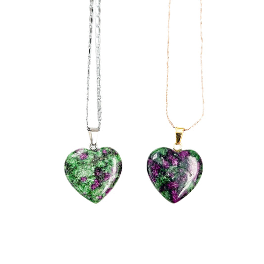 Ruby Zoisite Heart Necklace