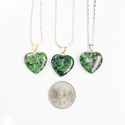 Ruby Zoisite Heart Necklace