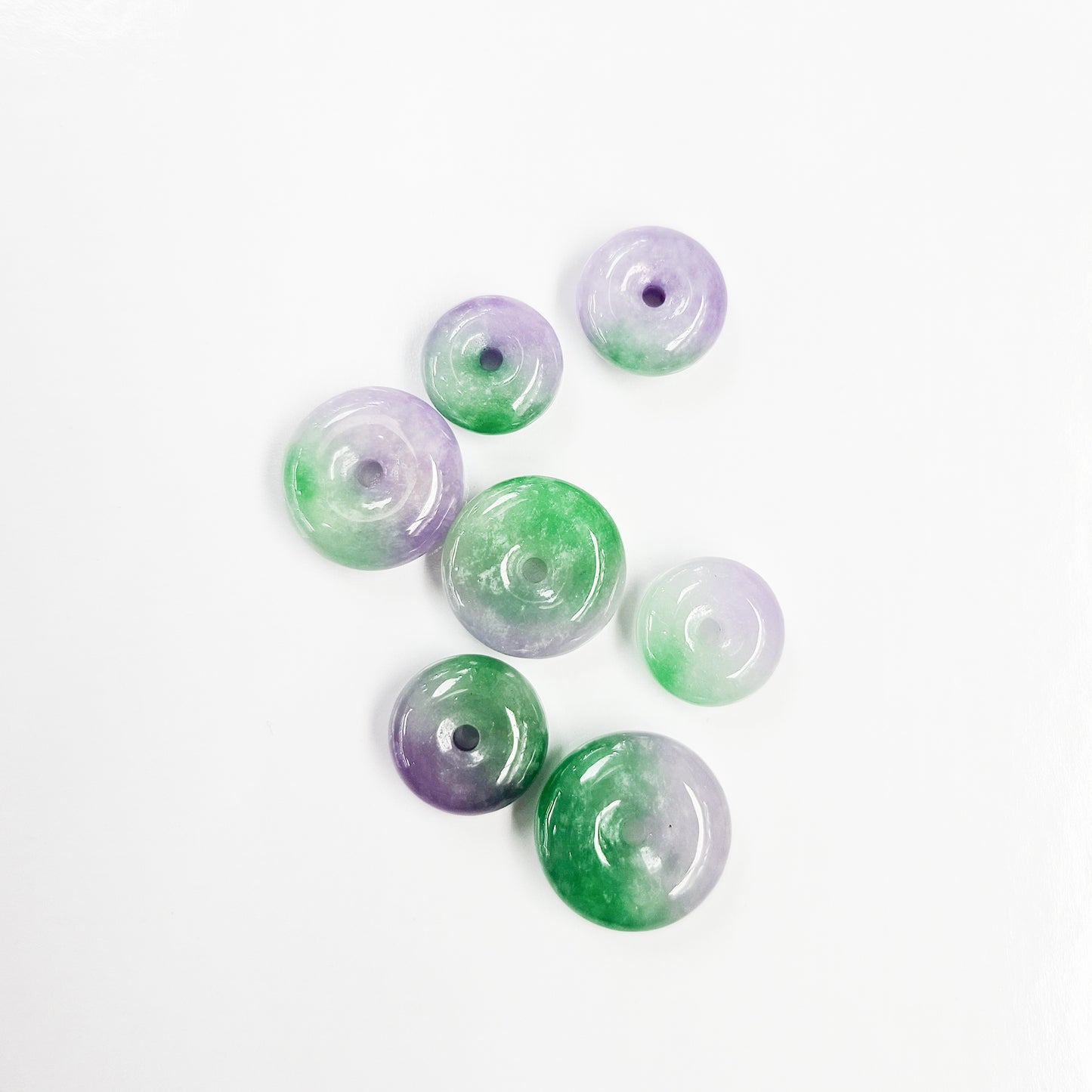 Green and Purple Multicolor Jade Donut Necklace