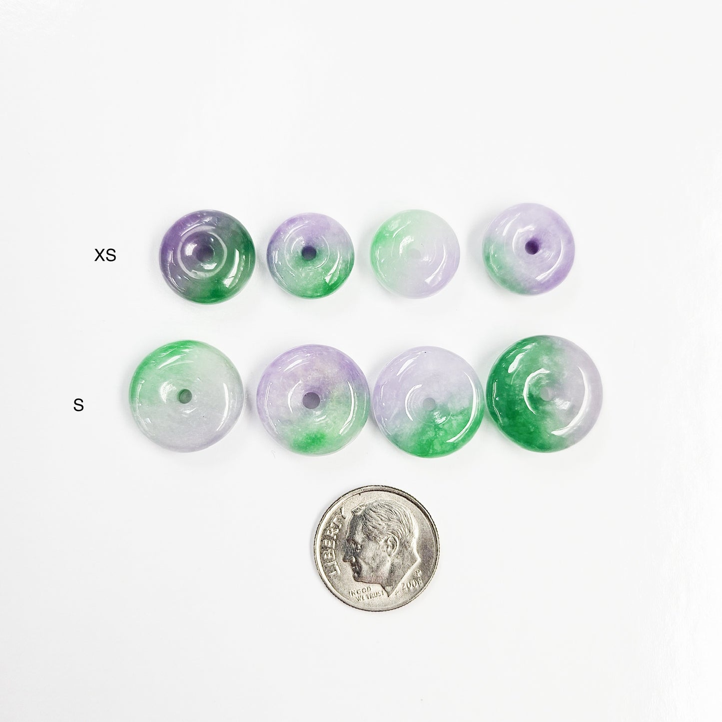 Green and Purple Multicolor Jade Donut Necklace