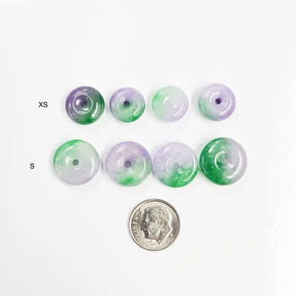 Green and Purple Multicolor Jade Donut Necklace