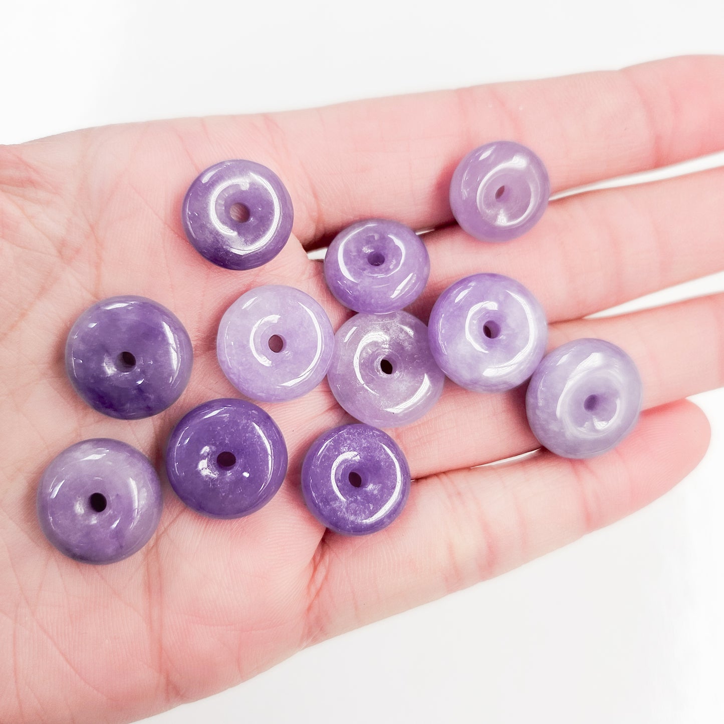 Dainty Purple Jade Donut Necklace