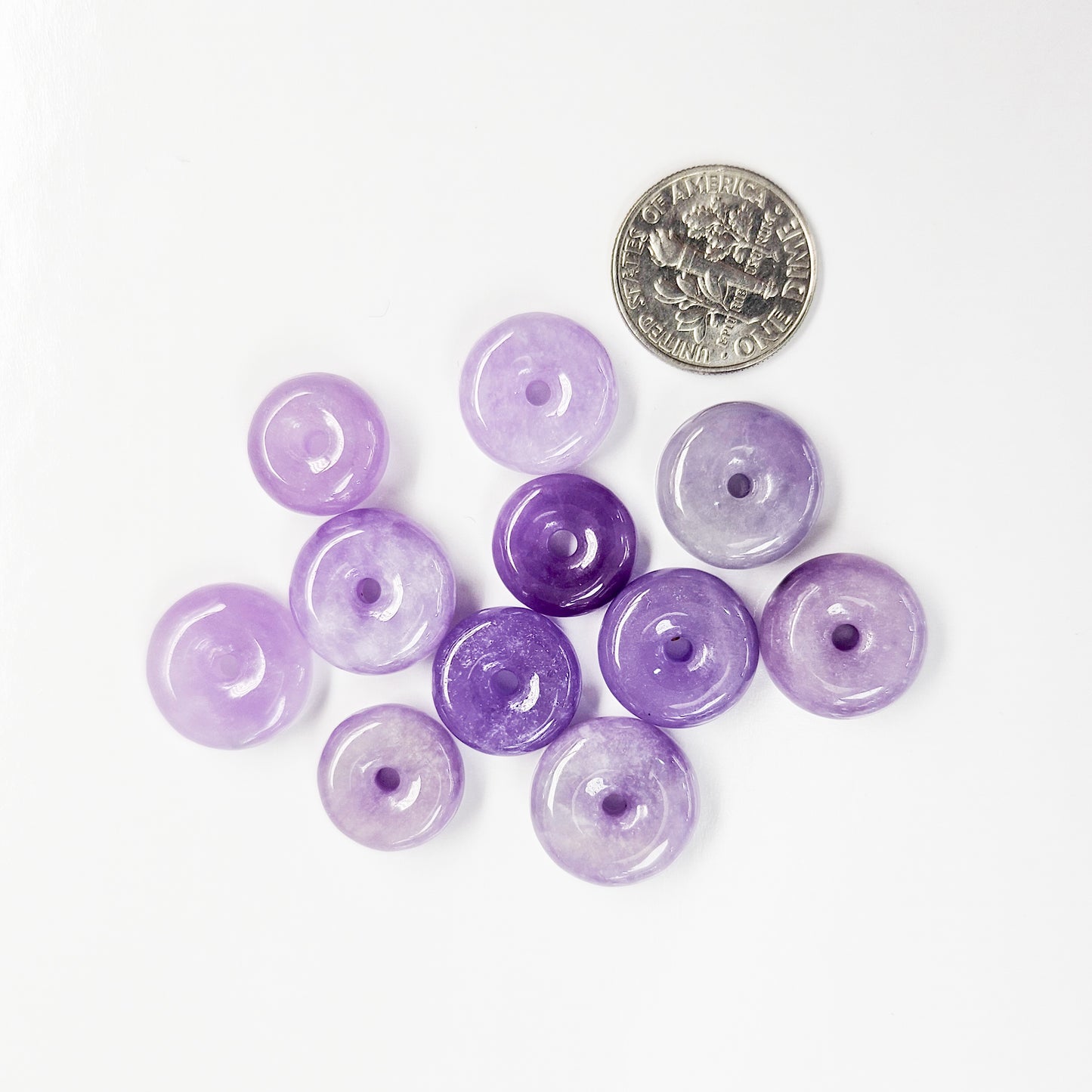 Dainty Purple Jade Donut Necklace