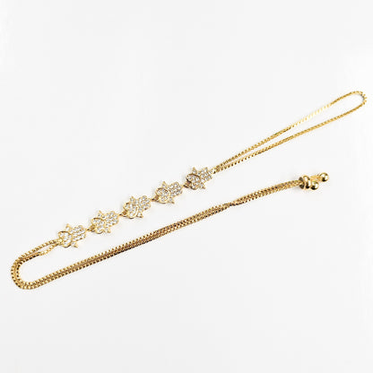 Hamsa Heart Gold Hand Chain