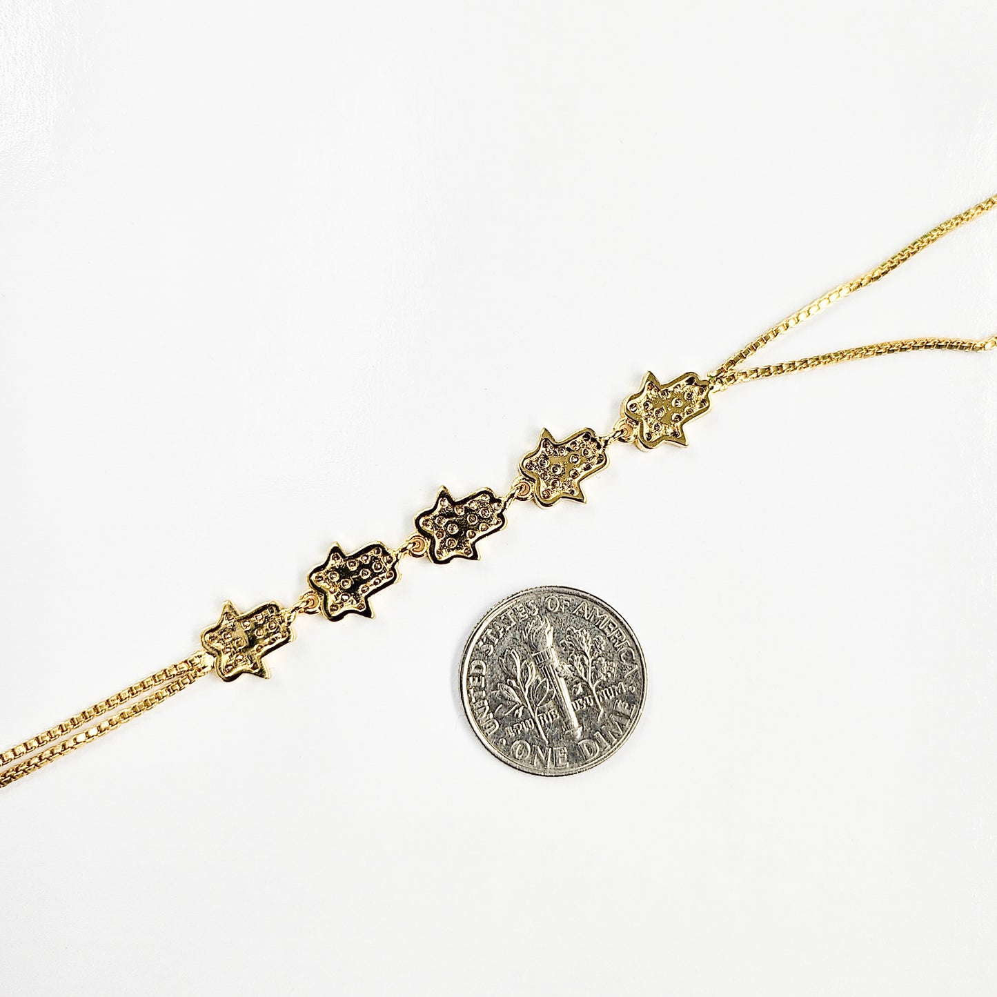 Hamsa Heart Gold Hand Chain