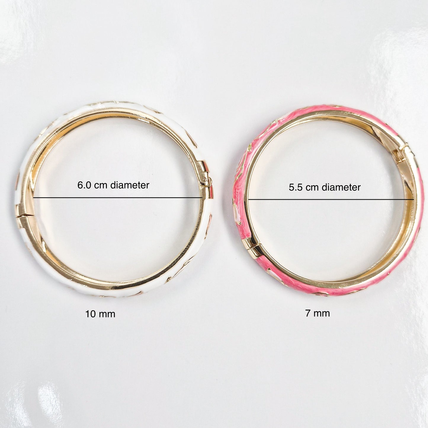 10 mm Floral Enamel Bangle with CZ stones