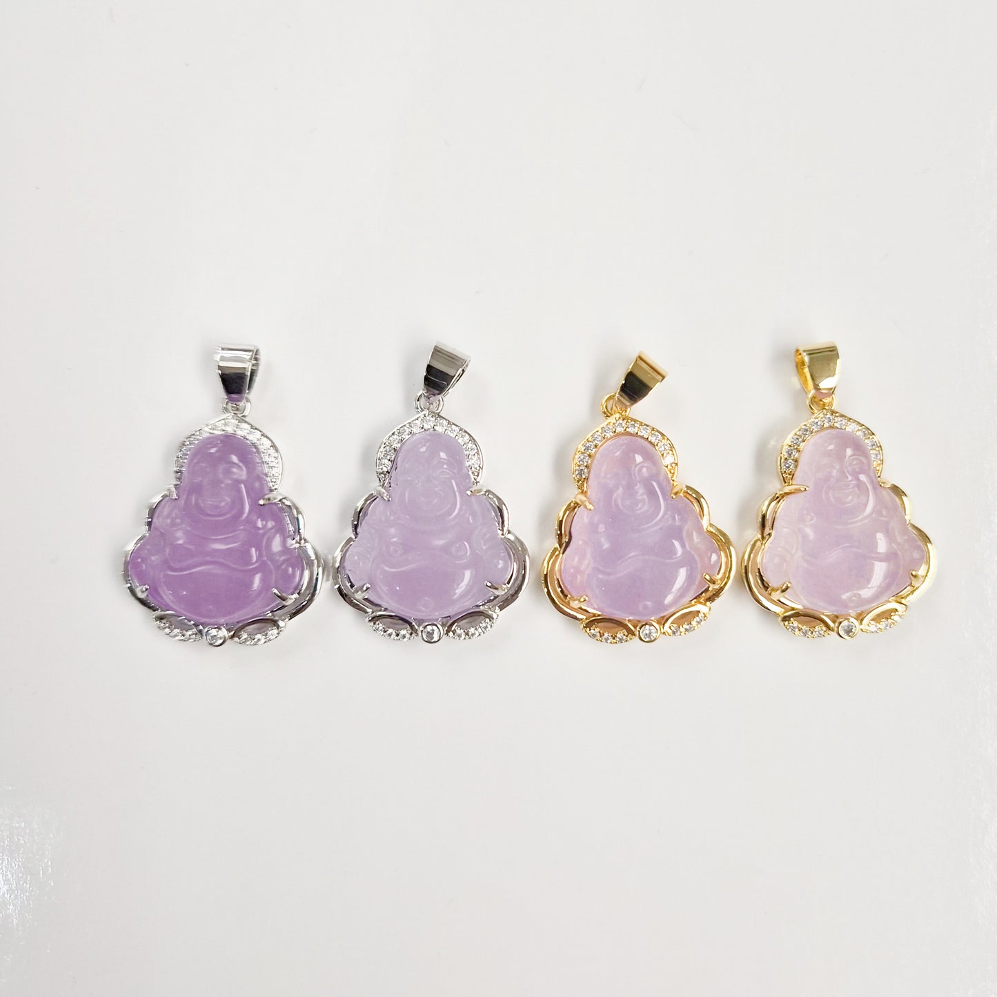 Lavender Purple Jade Buddha Necklace