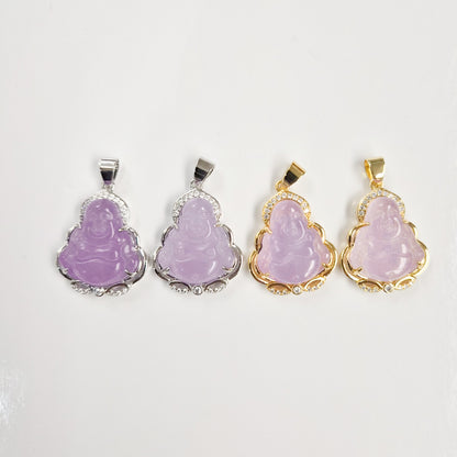 Lavender Purple Jade Buddha Necklace