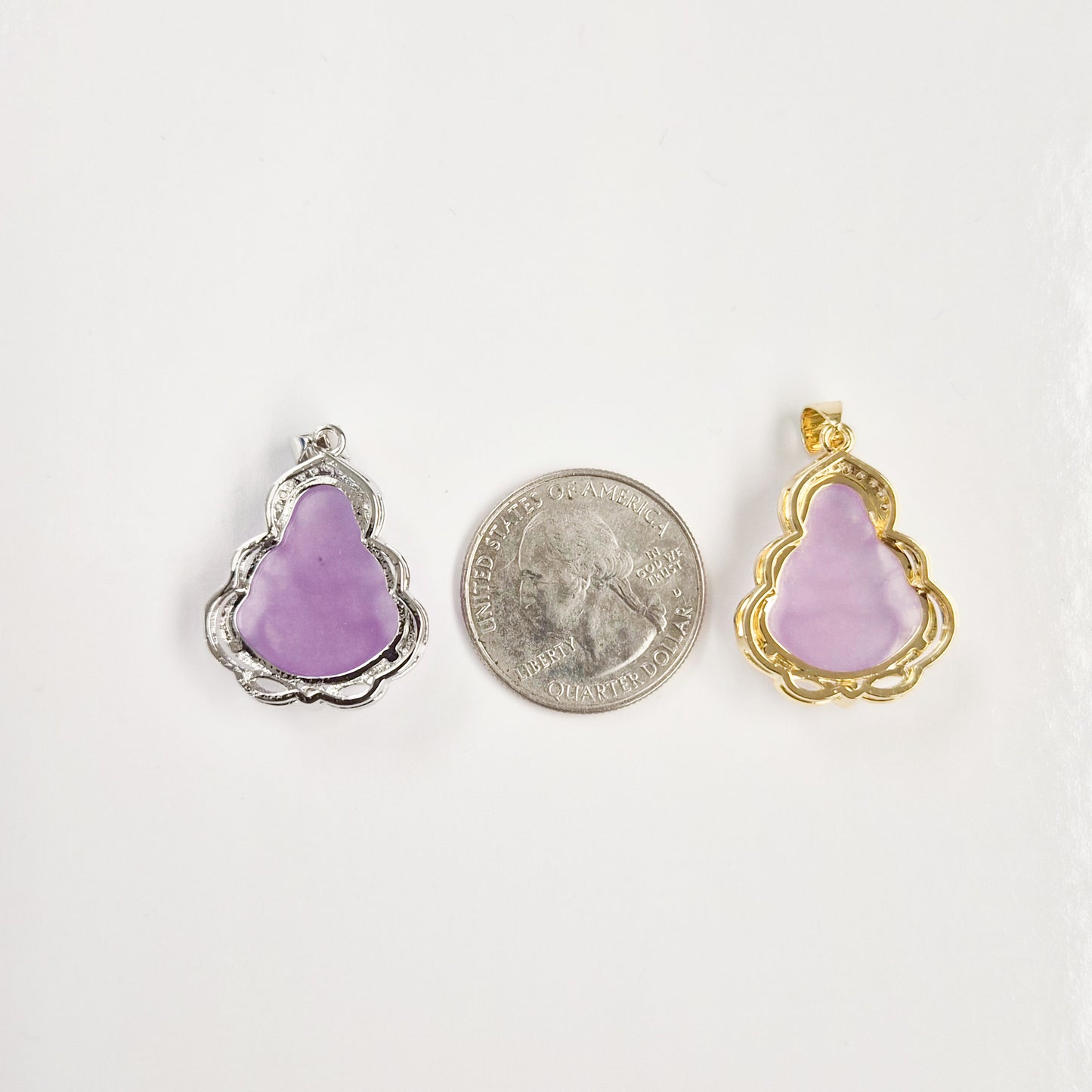 Lavender Purple Jade Buddha Necklace