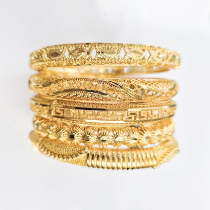 8 mm Textured Style Yellow Gold-plated Bangle