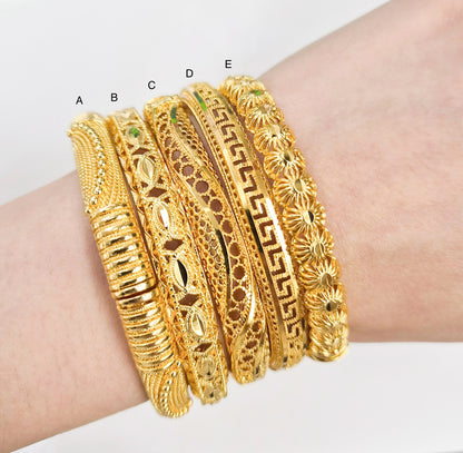 8 mm Textured Style Yellow Gold-plated Bangle