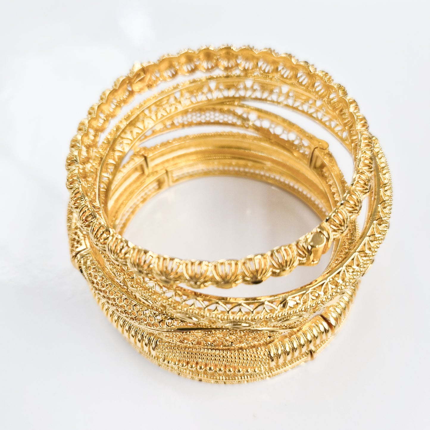 8 mm Textured Style Yellow Gold-plated Bangle