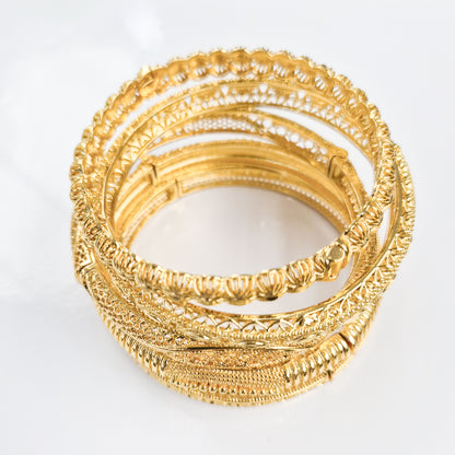 8 mm Textured Style Yellow Gold-plated Bangle