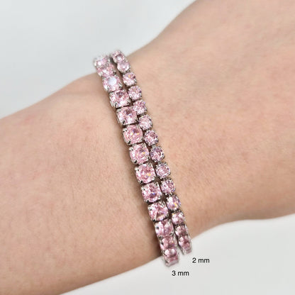 Pink Cubic Zirconia Tennis Bracelet 3 mm