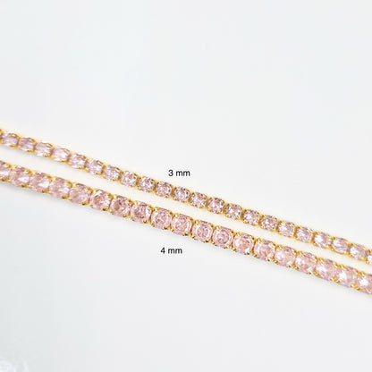Pink Cubic Zirconia Tennis Bracelet