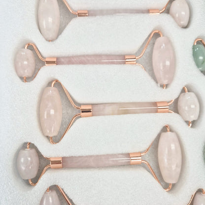 Natural Jade and Rosequartz Stone Roller