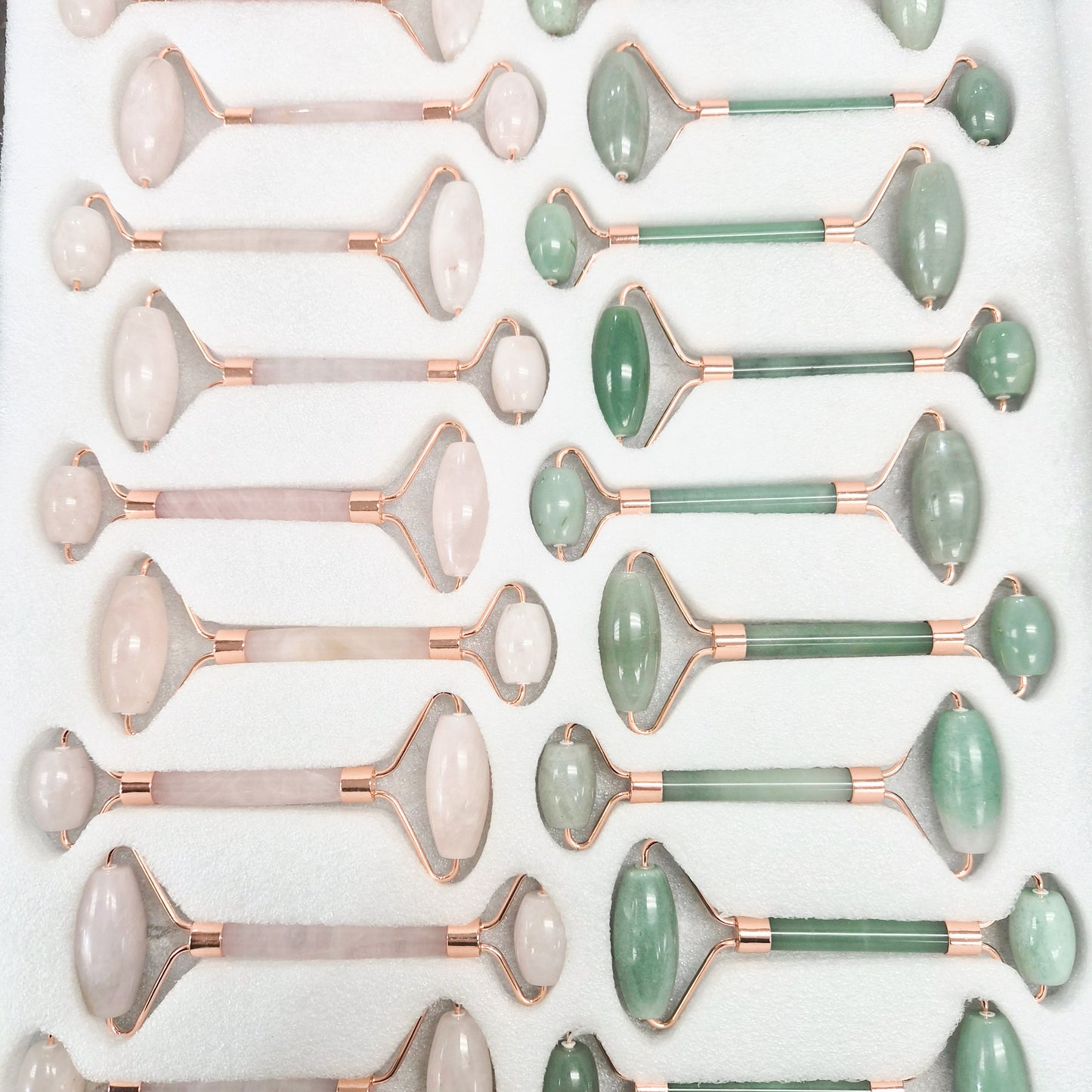 Natural Jade and Rosequartz Stone Roller