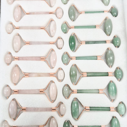 Natural Jade and Rosequartz Stone Roller