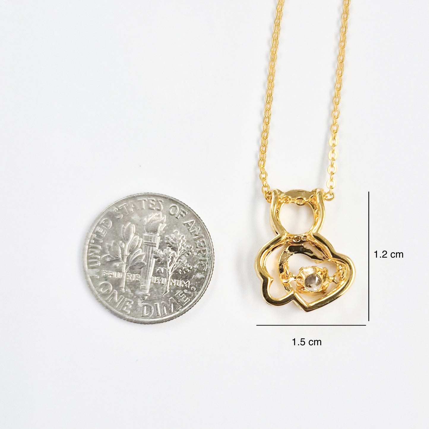 Gold-plated Bear and Heart Necklace