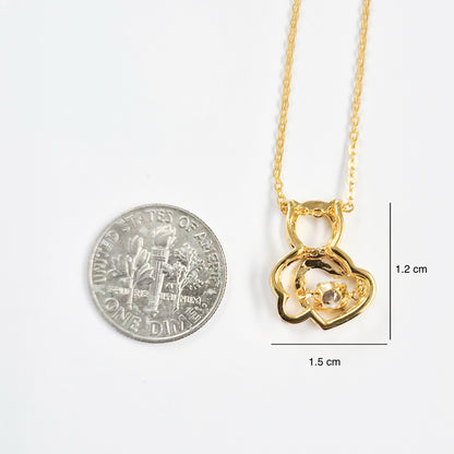 Gold-plated Bear and Heart Necklace