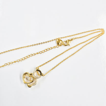 Gold-plated Bear and Heart Necklace