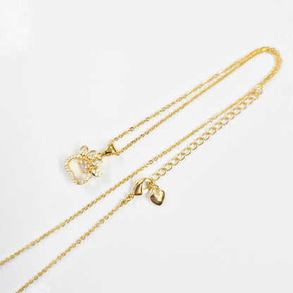Gold-plated Bedazzled Paw Print Necklace