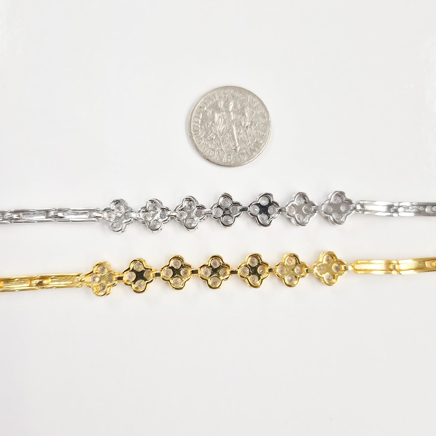 Clover Tennis Clasp Cubic Zirconia Bracelet
