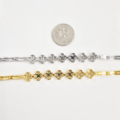 Clover Tennis Clasp Cubic Zirconia Bracelet