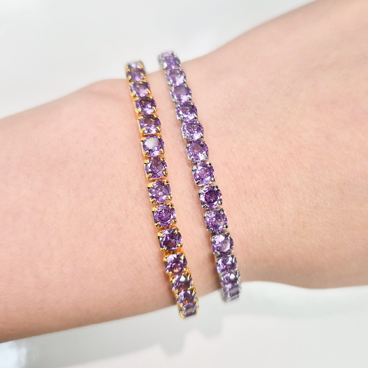 Purple Cubic Zirconia Tennis Bracelet 3 mm