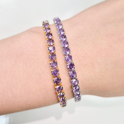 Purple Cubic Zirconia Tennis Bracelet 3 mm
