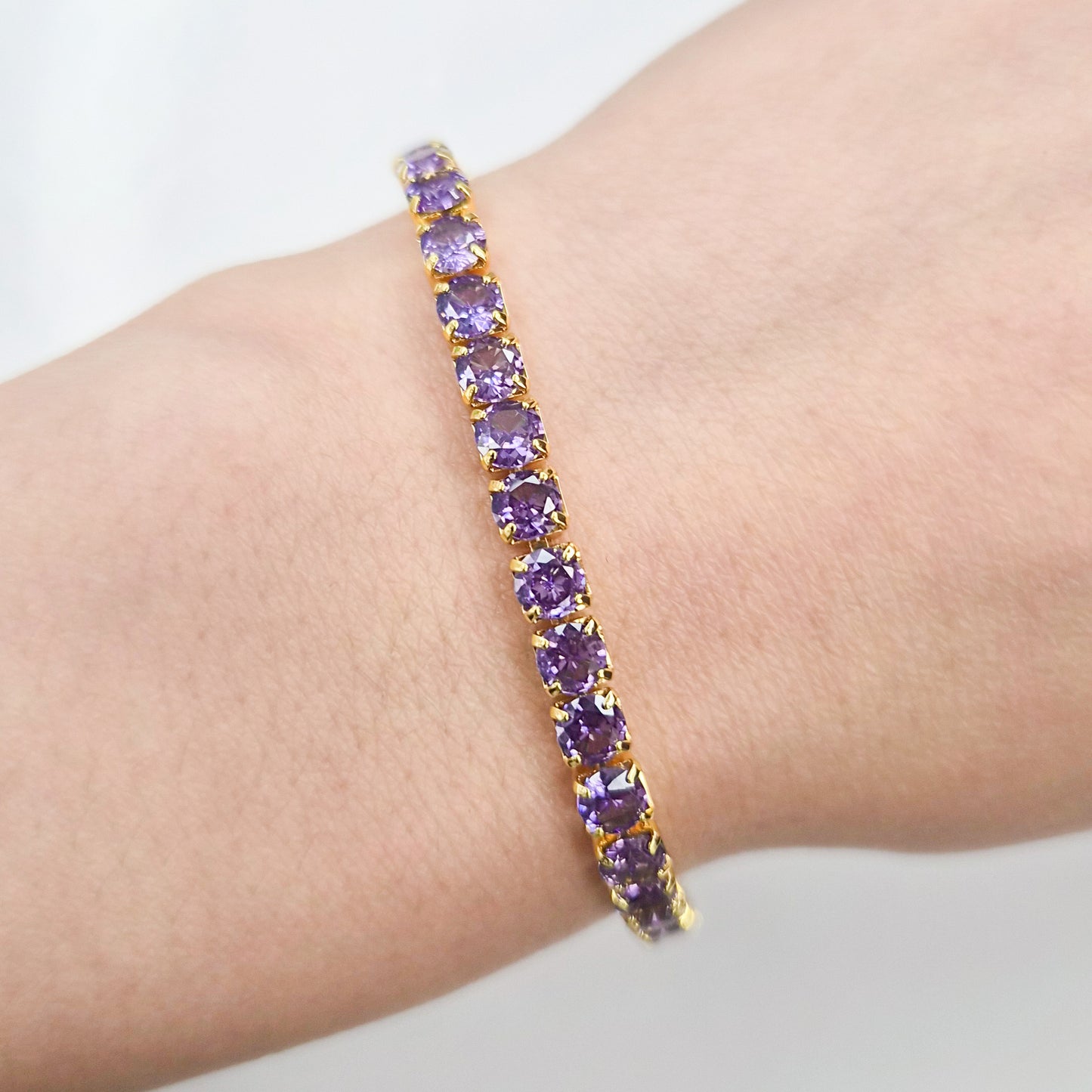 Purple Cubic Zirconia Tennis Bracelet 3 mm