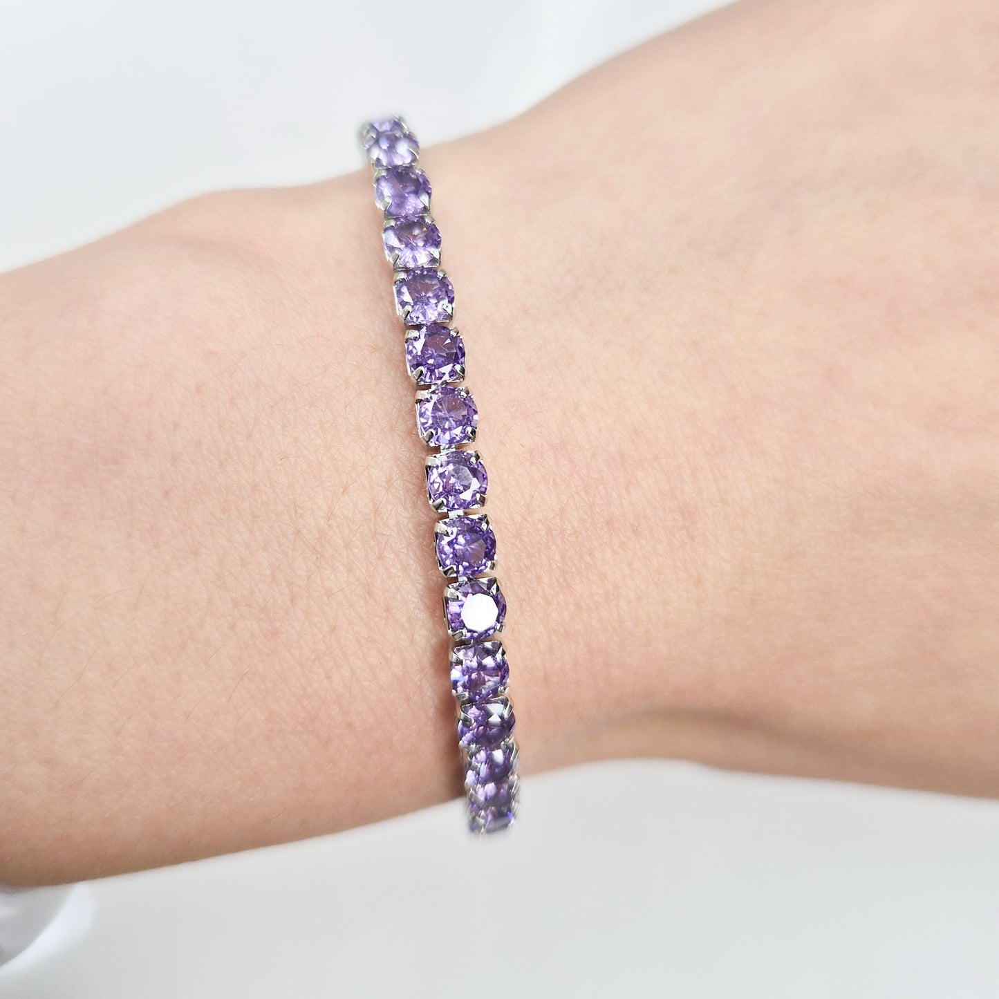 Purple Cubic Zirconia Tennis Bracelet 3 mm