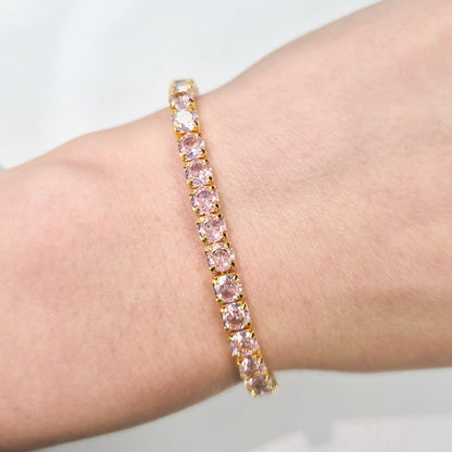Pink Cubic Zirconia Tennis Bracelet 3 mm