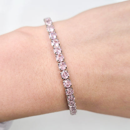 Pink Cubic Zirconia Tennis Bracelet 3 mm