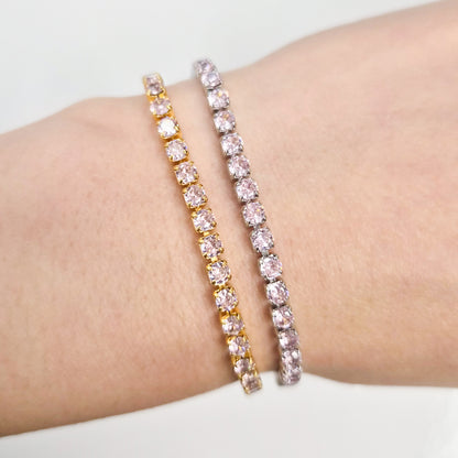 Pink Cubic Zirconia Tennis Bracelet 2 mm
