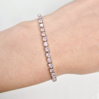 Pink Cubic Zirconia Tennis Bracelet 2 mm