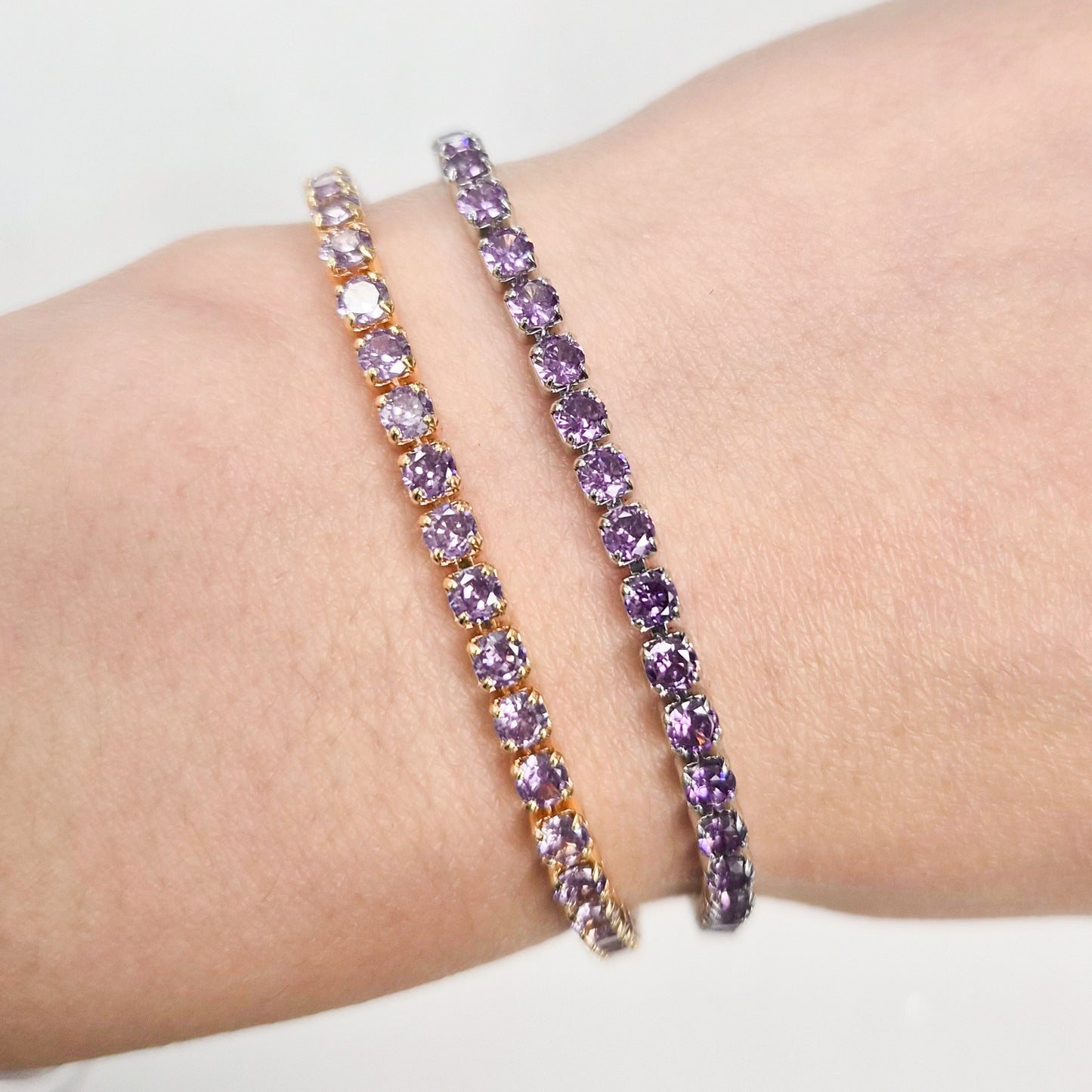 Purple Cubic Zirconia Tennis Bracelet 2 mm