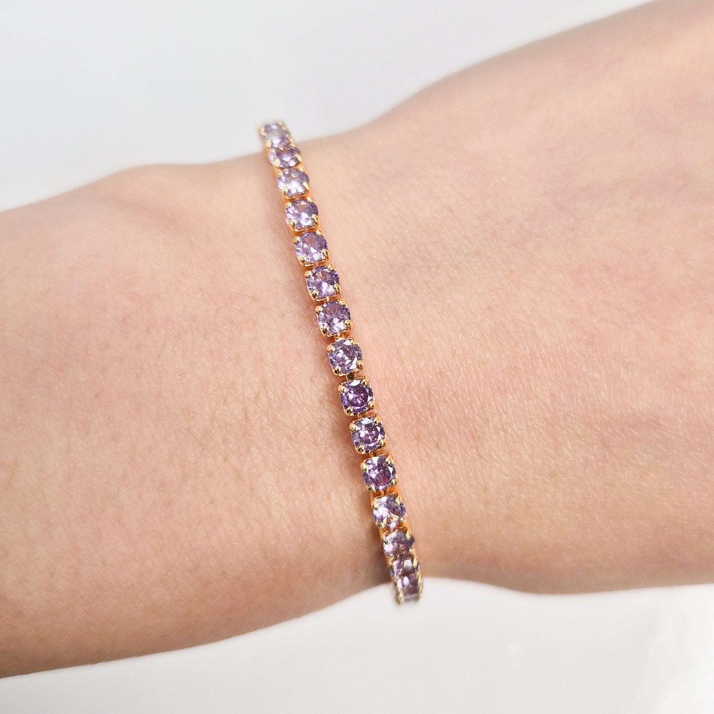 Purple Cubic Zirconia Tennis Bracelet 2 mm
