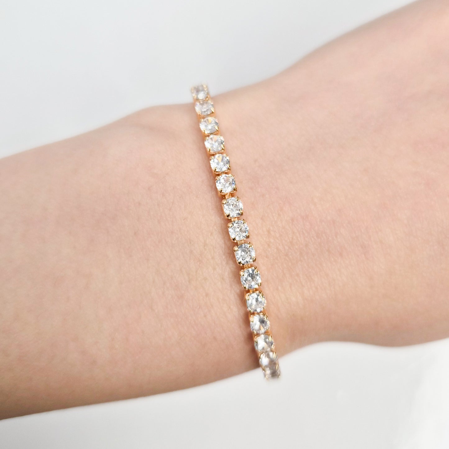 18K Gold-plated Cubic Zirconia Tennis Bracelet 2 mm
